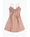 Vestido De Seda Pepita, Manga Corta, Cuello V, Solido